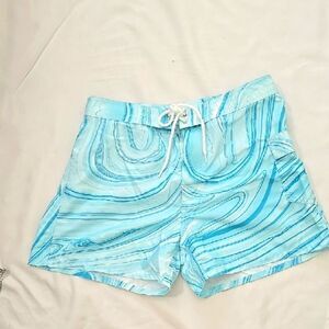OP Sport, Vintage,blue Patterned Women's Shorts 7/8